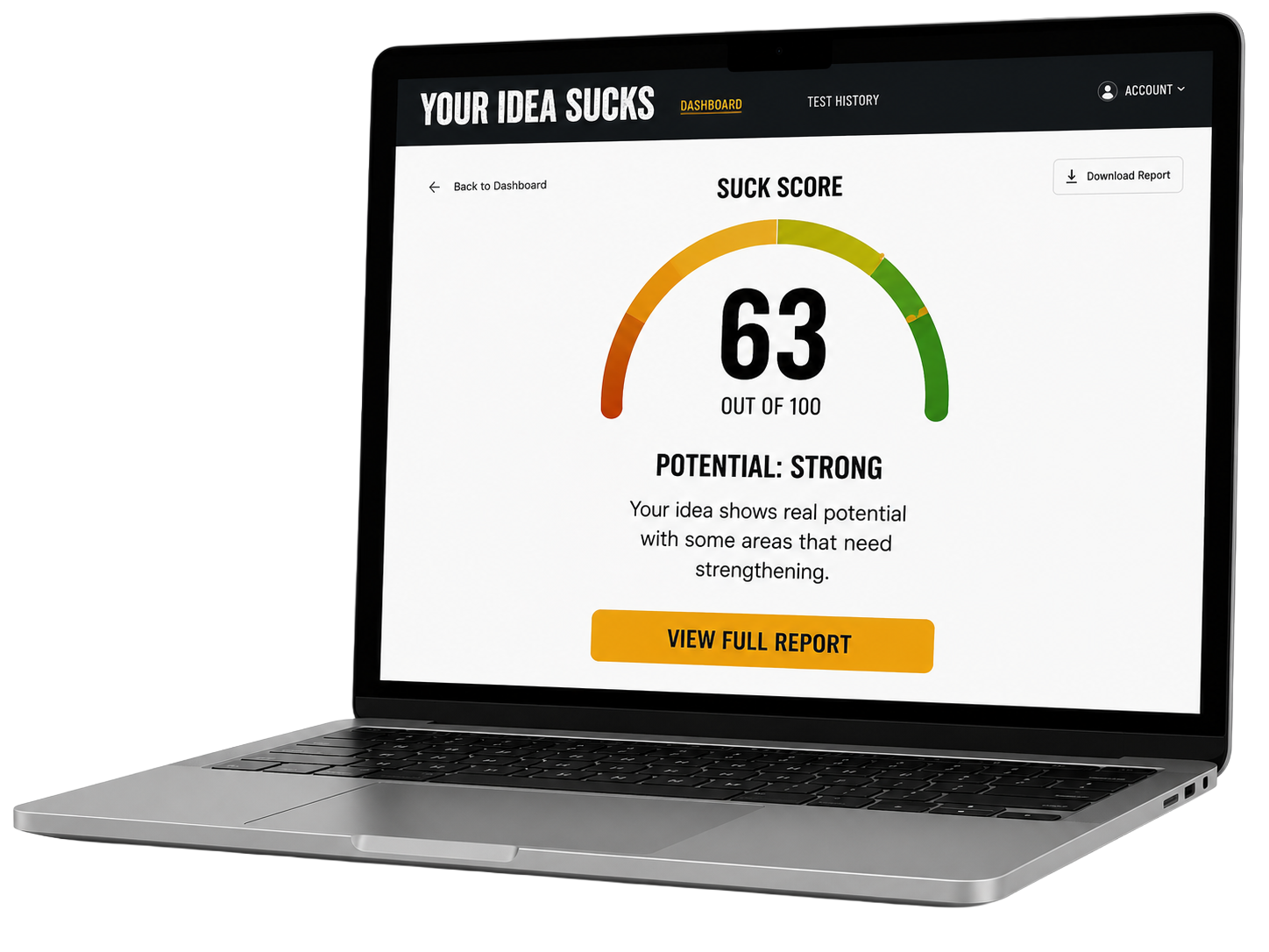Suck Score dashboard